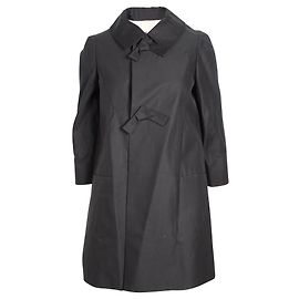 Chloé Cappotto Di Seta Nero Con Fiocco Nero