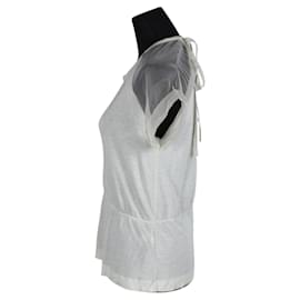 Fendi-Mesh Sleeves Top-White
