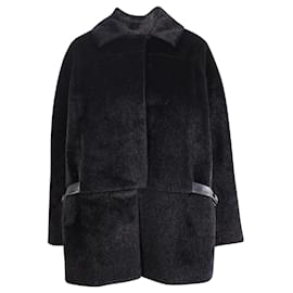 Derek Lam Schwarzer Mantel aus Ponyhaar Schwarz
