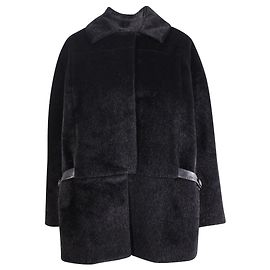 Derek Lam Black Pony Hair Coat Black