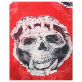 Alexander Mcqueen-Red Printed Scarf-Red