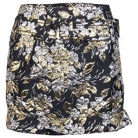 Prada Gonna floreale oro e argento Nero
