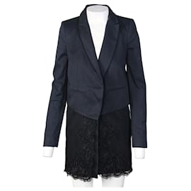 Givenchy-Manteau long blazer en dentelle-Noir
