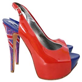 Tacones de cristal Union Jack de Gina Dorothy Roja