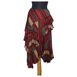 Saia midi de linho Ralph Lauren Multicor