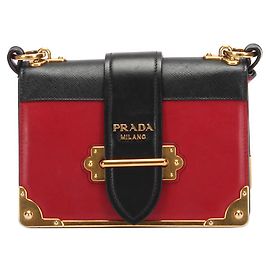 Borsa a tracolla in pelle rossa Cahier Prada Nero Rosso