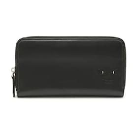 Fendi-FENDI FENDI Monster Bugs Round (Used) Fastener Long Wallet Leather Black Black Silver Metal Fittings-Black