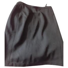 Thierry Mugler Schwarzer Wollrock gerade Schwarz