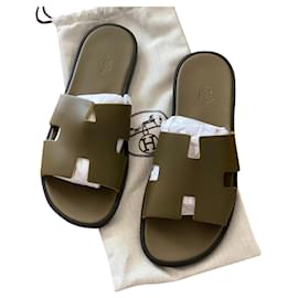 Hermès-Loafers Slip ons-Khaki