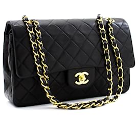 Chanel-Chanel 2.55 gefütterte Klappe 10"Chain Shoulder Bag Black Lambskin-Schwarz