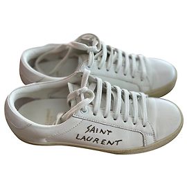 Saint Laurent White Leather Sneakers White