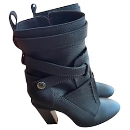 Fendi Brown Leather Ankle Boots Brown