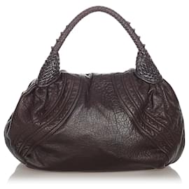 Fendi-Fendi Brown Spy Leather Handbag-Brown,Dark brown