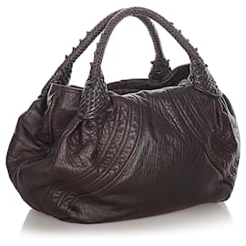 Fendi-Fendi Brown Spy Leather Handbag-Brown,Dark brown