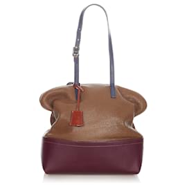Fendi-Fendi Marron Selleria 2sac à bandoulière en cuir-Marron,Violet