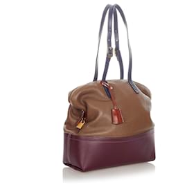 Fendi-Fendi Marron Selleria 2sac à bandoulière en cuir-Marron,Violet