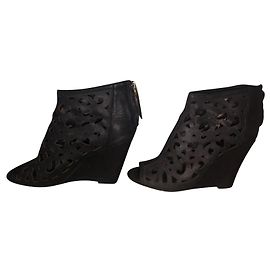Botas de cuña Ash en cuero negro Negro