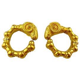 Ilías Lalaoúnis Boucles d'oreilles en or à tête de bélier Ilias Lalaounis du 1980S Doré