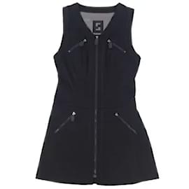 Fendi-(Utilisé) Jeans vintage FENDI logo FF Robe sans manches Maille zippée 44 Hauts pour dames noirs Vintage Vintage-Noir