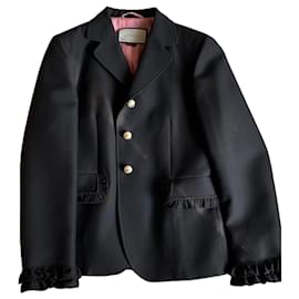 Gucci Black Wool Jacket with Pink Lining Black