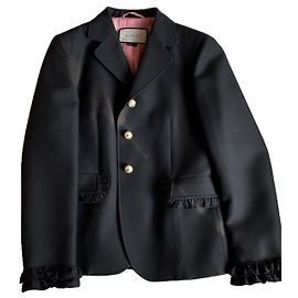 Gucci Jacke aus Wolle schwarz rosa Innenfutter Schwarz