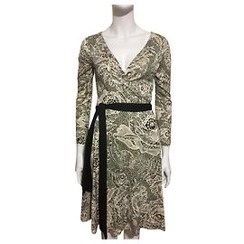 Diane Von Furstenberg DvF Camelita vintage silk wrap dress Black Cream
