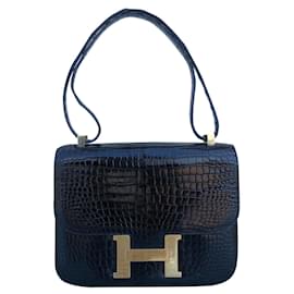 Hermès-Hermes Constanza Cocodrilo 23 Noir-Negro