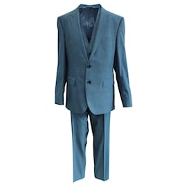 Hugo Boss-Complete Suit Plain Vest Pants Tie Vest Pants-Blue
