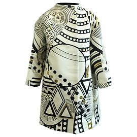 Lanvin Casaco Creme com Estampa Preta Branco