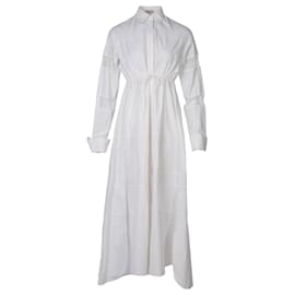 Alaïa-Embroidered Poplin Dress-White