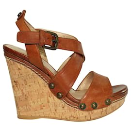 Stuart Weitzman Cork Wedges Brown