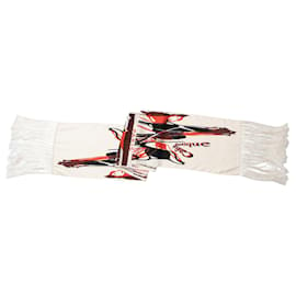 Hermès-Printed Tasseled Scarf -White