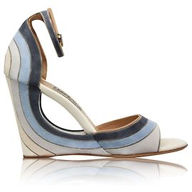Salvatore Ferragamo Sandales à bride cheville bleu arc-en-ciel avec décorations zippées Bleu