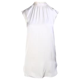 Céline-High Neck Mulberry Silk Dress-White