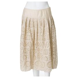 Dkny-Embroidered Metallc Lace Fit & Flare Skirt-Flesh