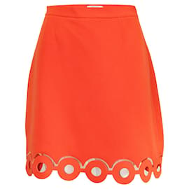 Carven-Orange Skirt with Laser Cut Embellishments-Orange