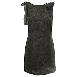 D&G-Elegant Tweed Dress with Silver Thread-Black