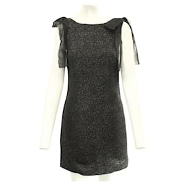 D&G-Elegant Tweed Dress with Silver Thread-Black