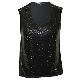 Maje Top nero con paillettes e seta Nero