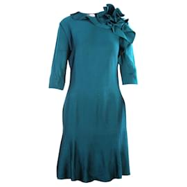 Lanvin-Midi Ruffles Shoulder Dress-Green