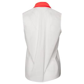 Claudie Pierlot-Sleeveless Shirt with Neon Collar-White
