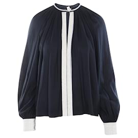 Hermès-Navy Tunique with Crochet-Blue,Navy blue