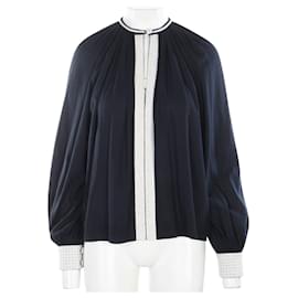 Hermès-Navy Tunique with Crochet-Blue,Navy blue