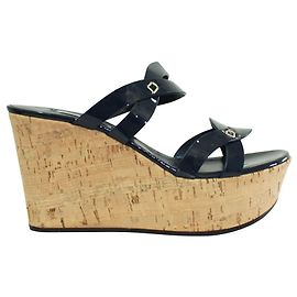 Casadei Wedges with Navy Blue Straps  Blue Navy blue
