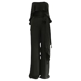 Halston Heritage-Sleeveless Elegant Jumpsuit-Black