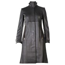 Loewe Vintage Leather Long Coat Brown