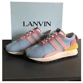 Tênis Lanvin de couro azul claro 38 Azul claro