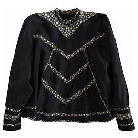 Isabel Marant Moony linen silk top black Black