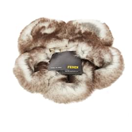 Fendi-Fendi Gray Fur Brooch-Grey
