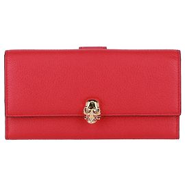 Alexander Mcqueen Continental Skull Foldover-Geldbörse Rot